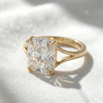 Load image into Gallery viewer, Cushion Cut Moissanite Ring | 18K Gold Plated Solitaire Engagement Ring | Split Shank 4 Prong | Diamond Alternative Ring | Gift For Women