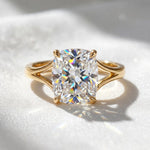 Load image into Gallery viewer, Cushion Cut Moissanite Ring | 18K Gold Plated Solitaire Engagement Ring | Split Shank 4 Prong | Diamond Alternative Ring | Gift For Women