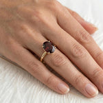 Load image into Gallery viewer, Elegant Oval Garnet Ring, 14K Gold Plated 925 Sterling Silver, January Birthstone Engagement Ring