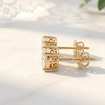 Load image into Gallery viewer, Moissanite Stud Earrings Gold | Round Brilliant Filigree Basket Setting | 18k Gold Plated 925 Silver | Bridal Earrings | Gift For Her