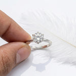 Load image into Gallery viewer, Timeless Round Moissanite Ring | 6-Prong Solitaire Design | 925 Sterling Silver Bridal Jewelry