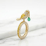 Load image into Gallery viewer, Bird Ring Ruby Emerald 925 Silver | Parrot Statement Ring | Ruby Eternity Band | Gemstone Cocktail Ring | Unique Animal Ring Gift For Her