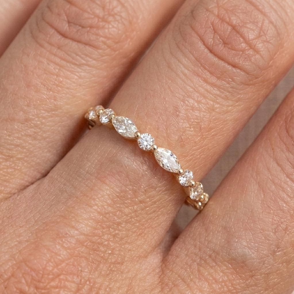 Marquise Round Moissanite Eternity Band