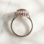 Load image into Gallery viewer, Oval Red Garnet Halo Ring 925 Silver | Moissanite Assent Halo Ring | Princess Diana Style Ring | Garnet Engagement Ring Gift Her