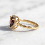 Load image into Gallery viewer, Heart Cut Garnet Ring | Halo Engagement Ring | 18K Gold Plated Red Gemstone Ring | January Birthstone Ring | Promise Ring Gift For Her
