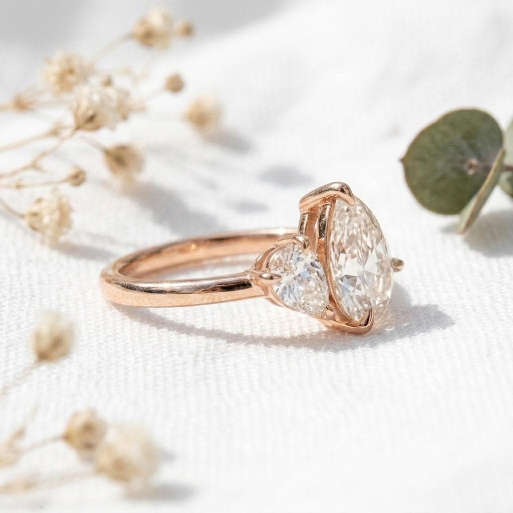 Pear Moissanite Toi et Moi Ring | Rose Gold Engagement Ring | Double Stone Ring For Women | Pear Cut Diamond Alternative  | Promise Ring