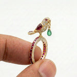 Load image into Gallery viewer, Bird Ring Ruby Emerald 925 Silver | Parrot Statement Ring | Ruby Eternity Band | Gemstone Cocktail Ring | Unique Animal Ring Gift For Her