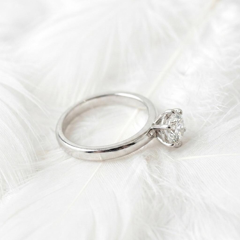 Timeless Round Moissanite Ring | 6-Prong Solitaire Design | 925 Sterling Silver Bridal Jewelry