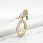 Load image into Gallery viewer, Bird Ring Ruby Emerald 925 Silver | Parrot Statement Ring | Ruby Eternity Band | Gemstone Cocktail Ring | Unique Animal Ring Gift For Her