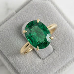Load image into Gallery viewer, Oval Green Emerald Solitaire Ring