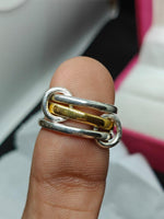 Load image into Gallery viewer, Two‑Tone Sterling Silver Multi Band Ring with Gold  Ring|  Valentine's day Gift| Minimalist Jewelry Ring For Her| Interlock Ring
