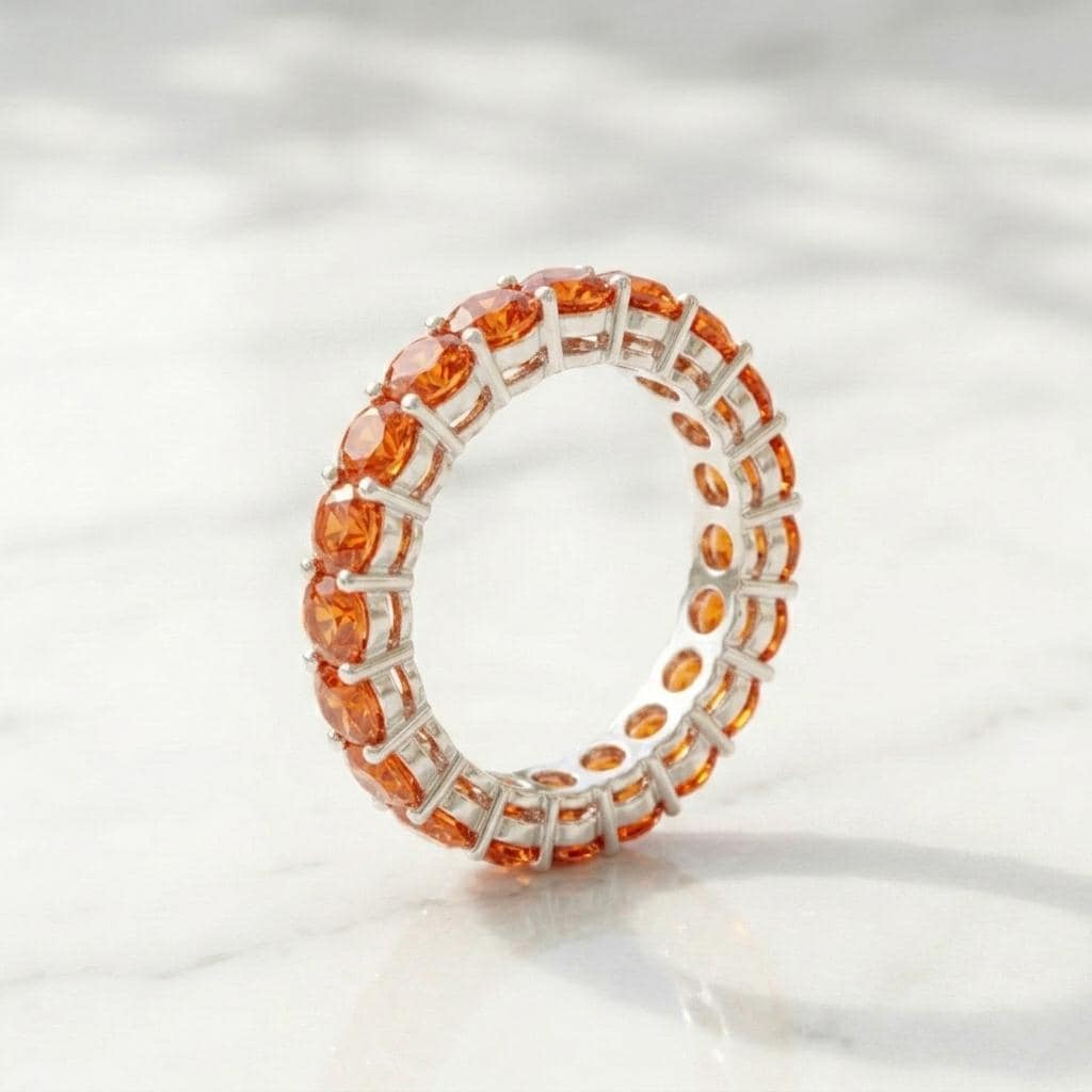 Red Garnet Oval Eternity Band | 925 Sterling Silver