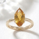 Load image into Gallery viewer, Yellow Citrine Ring | Marquise Cut 18K Gold Plated | Sterling Silver Prong Set | November Birthstone | Statement Ring for Her | Minimalist