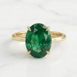 Load image into Gallery viewer, Oval Green Emerald Solitaire Ring