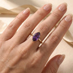 Load image into Gallery viewer, Marquise Amethyst Ring | 18k Gold Plated 925 Silver | Purple Gemstone Prong Setting Engagement Ring | Handmade Statement Ring For Women