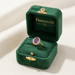 Load image into Gallery viewer, Oval Amethyst Halo Ring | 925 Silver Gold Plated | February Birthstone | Cluster Ring | Amethyst Engagement Ring | Gift For Wife