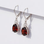 Load image into Gallery viewer, Natural Red Garnet Drop Earrings for women | 925 Sterling Silver Teardrop Dangle Earrings | Pear Cut Red Garnet |Gift For Women