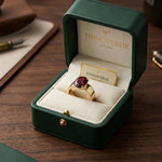 Load image into Gallery viewer, Men's Oval Garnet Solitaire Ring |  Wide Cigar Band Ring for Men | 18K Gold Plated 925 Silver | Red Gemstone Ring | Unisex Statement Ring