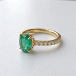 Load image into Gallery viewer, Oval Lab Emerald Pavé Band Ring