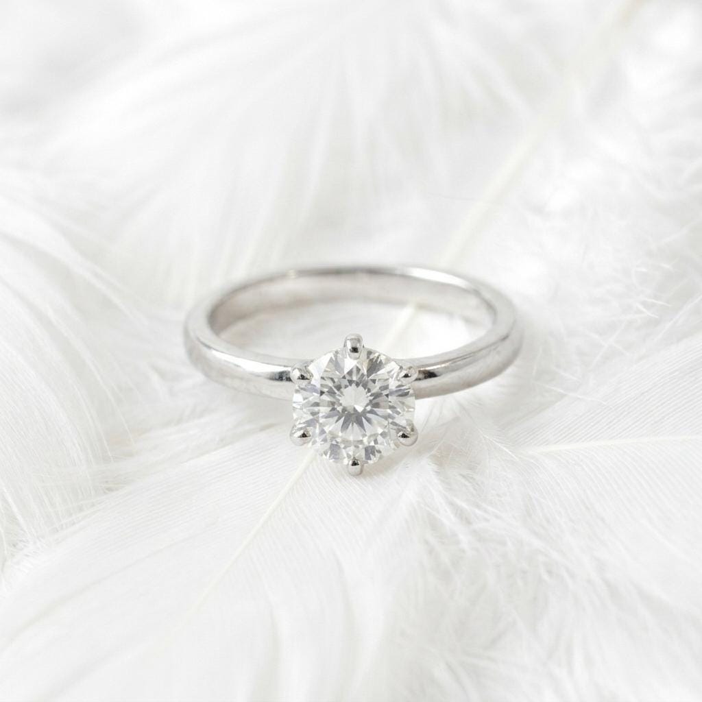 Timeless Round Moissanite Ring | 6-Prong Solitaire Design | 925 Sterling Silver Bridal Jewelry