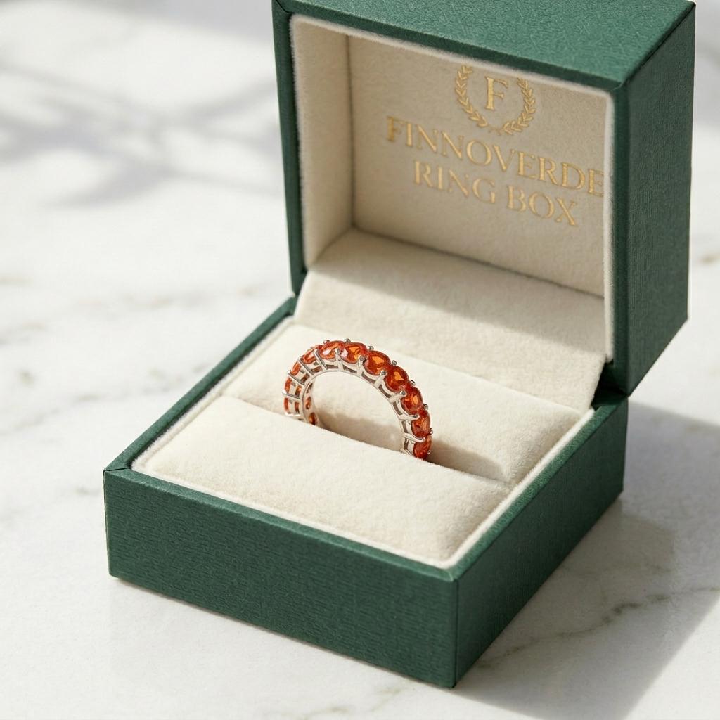 Red Garnet Oval Eternity Band | 925 Sterling Silver