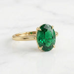 Load image into Gallery viewer, Oval Green Emerald Solitaire Ring