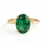 Load image into Gallery viewer, Oval Green Emerald Solitaire Ring