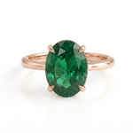 Load image into Gallery viewer, Oval Green Emerald Solitaire Ring