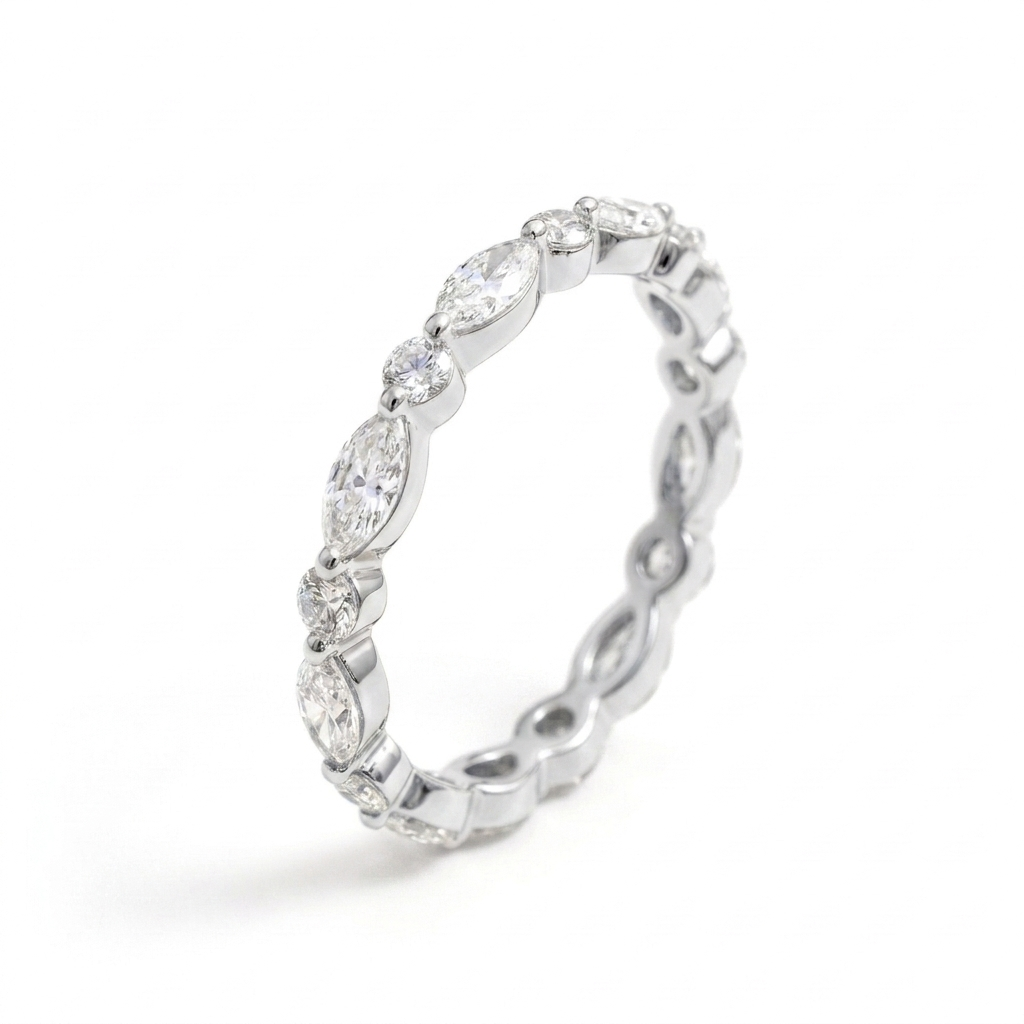 Marquise Round Moissanite Eternity Band
