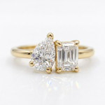 Load image into Gallery viewer, Toi et Moi Pear &amp; Emerald Moissanite Ring
