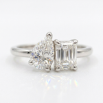 Load image into Gallery viewer, Toi et Moi Pear &amp; Emerald Moissanite Ring