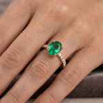 Load image into Gallery viewer, Oval Lab Emerald Pavé Band Ring
